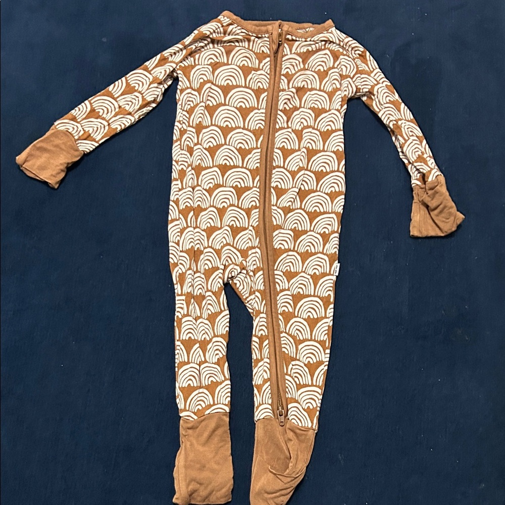 Little Sleepies Brown and White Rainbow Footies
